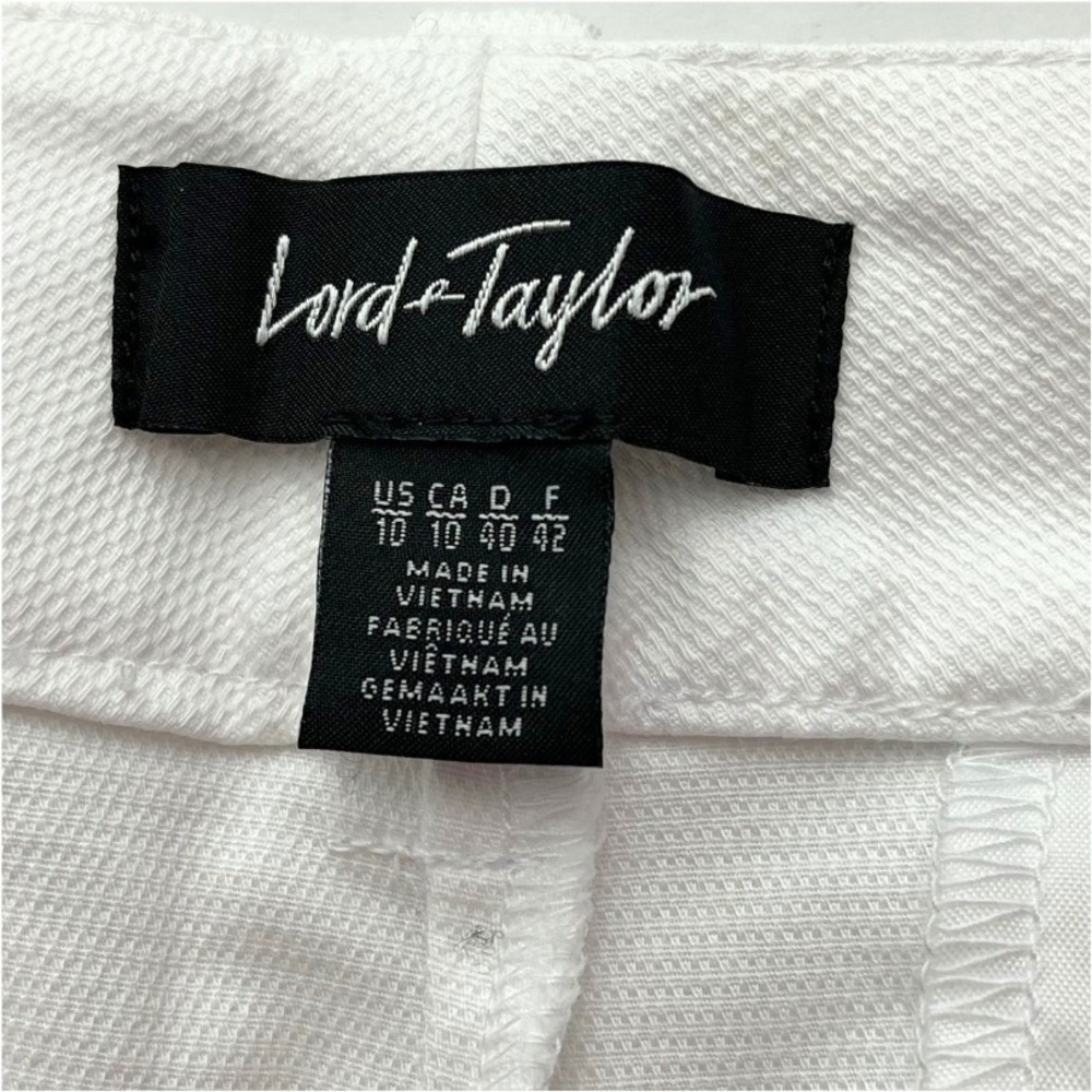 Lord & Taylor Kelly Ankle White Stretch Pants Sz 10 Slim Straight Cotton Blend - Picture 2 of 11